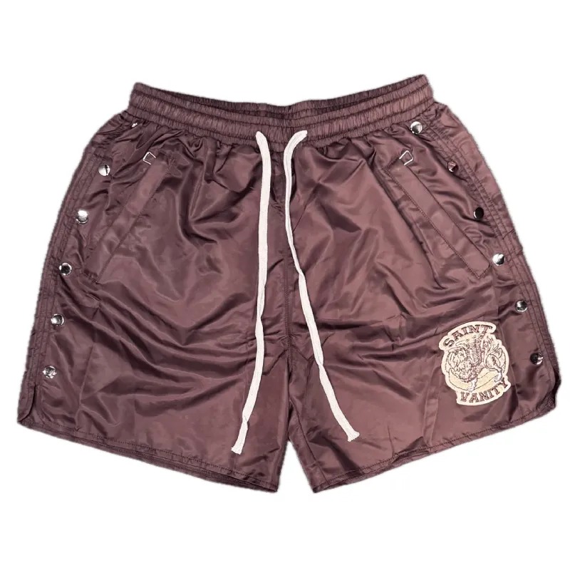 Brown-Saint-Vanity-Nylon-Short-S Burgundy Saint Vanity Nylon Short