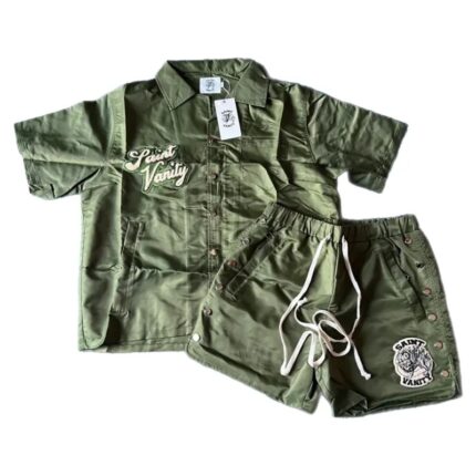 Green Saint Vanity Button-Up Short Set